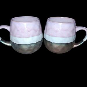 2 Elegant Pink and Gray La Rochelle Ceramic Mugs